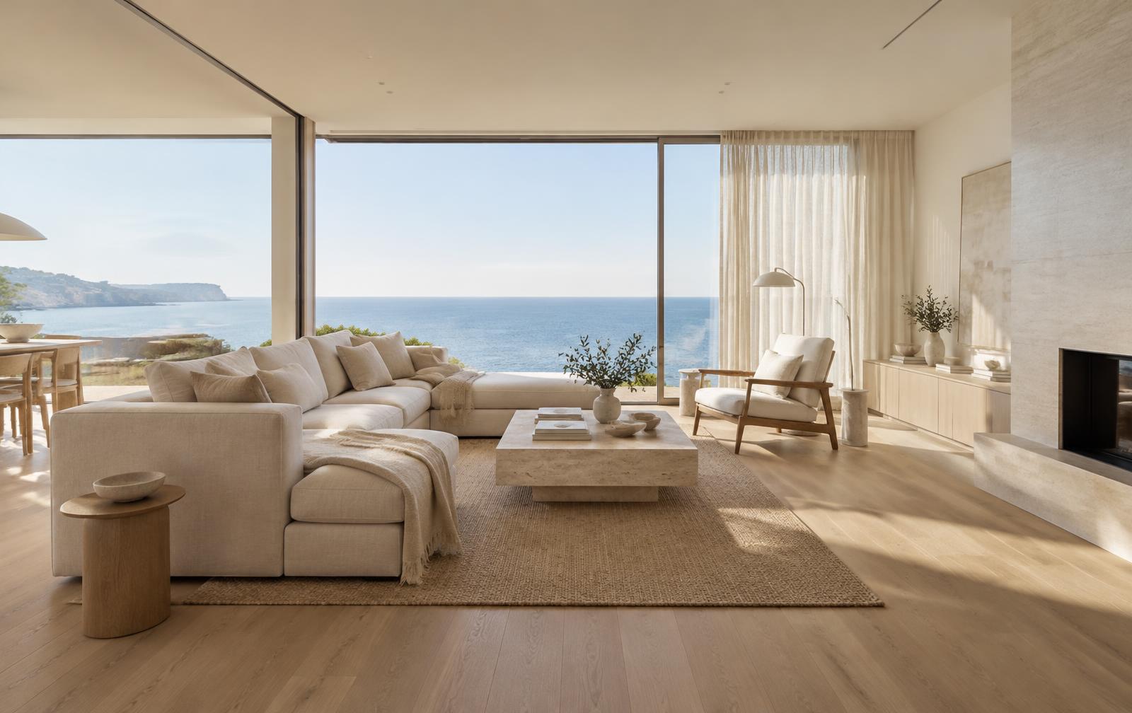 Interior luminos de apartament cu vedere spre mare